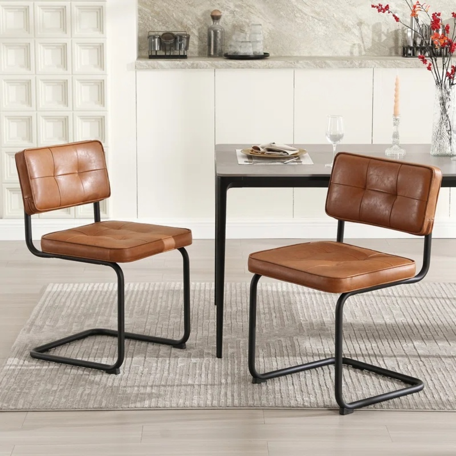 Brown Leather Chairs - image-4