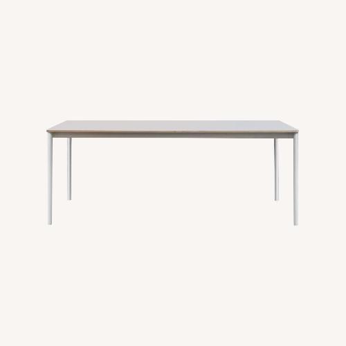 Used Large Dining Table White Exposed Plywood Edge for sale on AptDeco