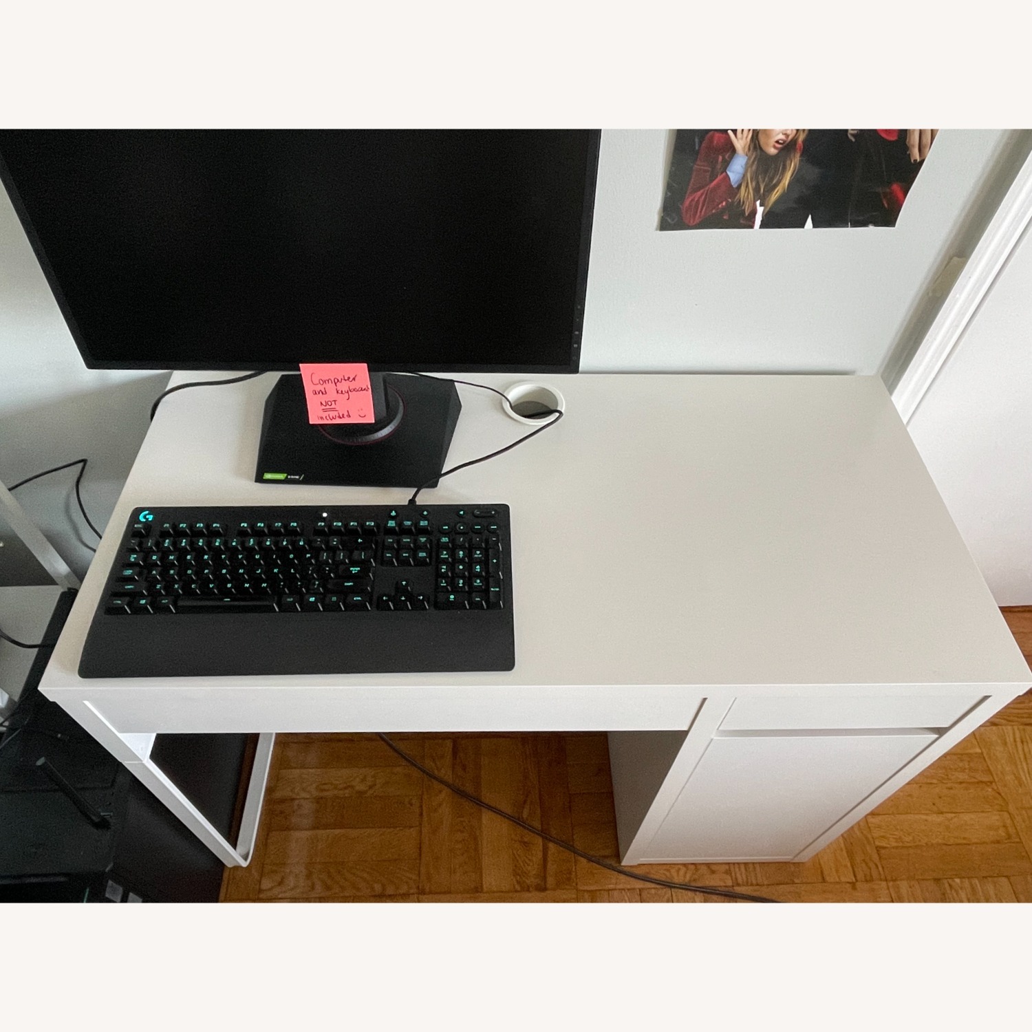 IKEA MICKE White Desk with Storage - image-2