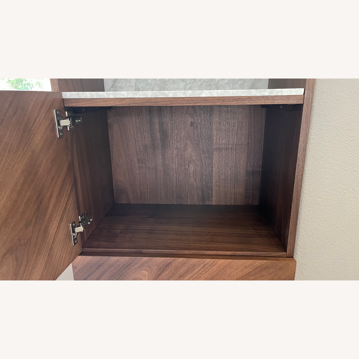 Suspend White Marble and Wood Bar Cabinet - image-8