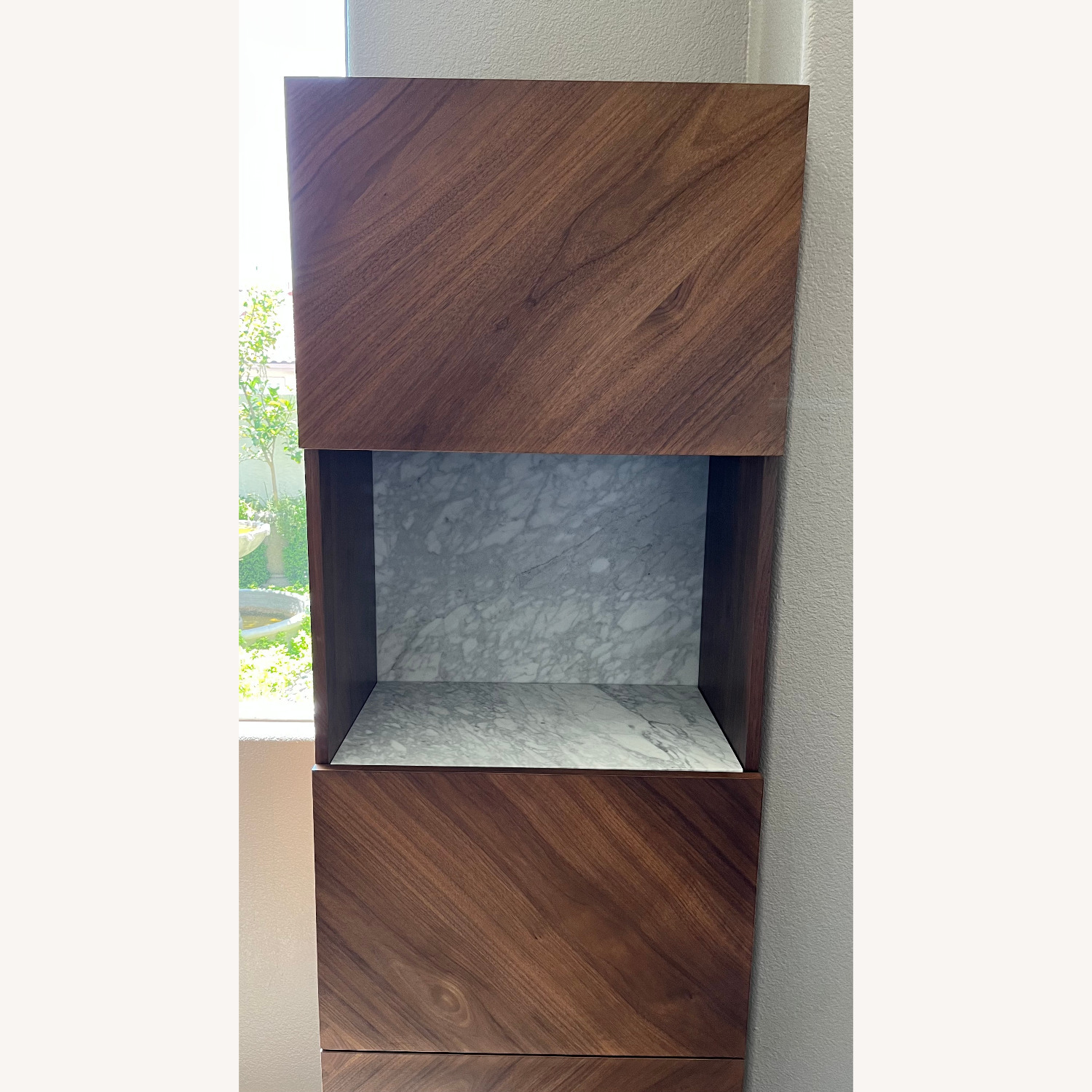 Suspend White Marble and Wood Bar Cabinet - image-4