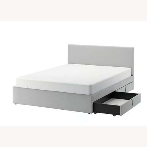 Used GLADSTAD Queen Upholstered Bed Frame 4 Storage Boxes for sale on AptDeco