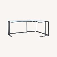Crate & Barrel Pilsen Graphite L-Shaped Desk with Glass Top