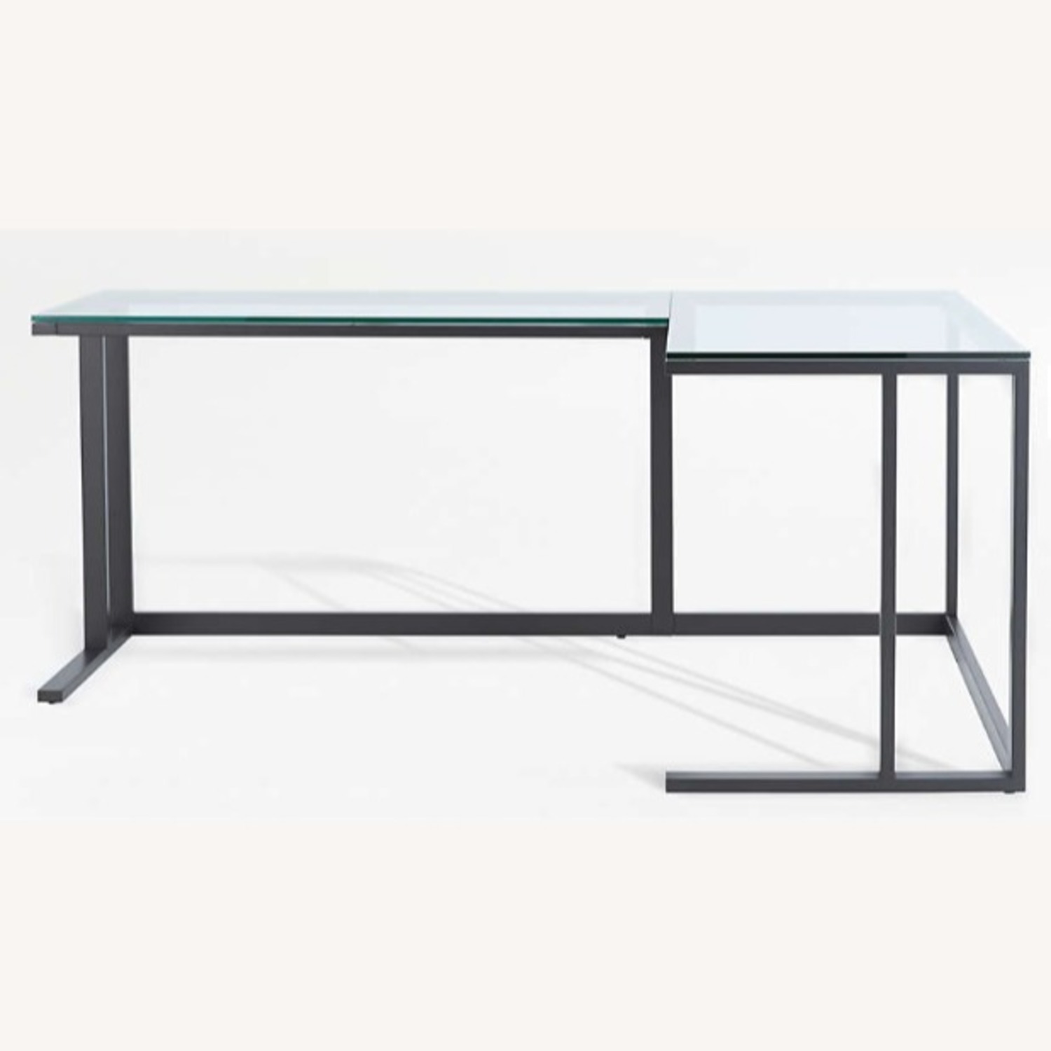 Crate & Barrel Pilsen Graphite L-Shaped Desk with Glass Top - image-2