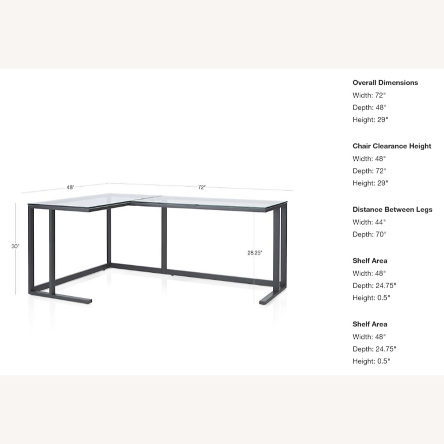 Crate & Barrel Pilsen Graphite L-Shaped Desk with Glass Top - image-1