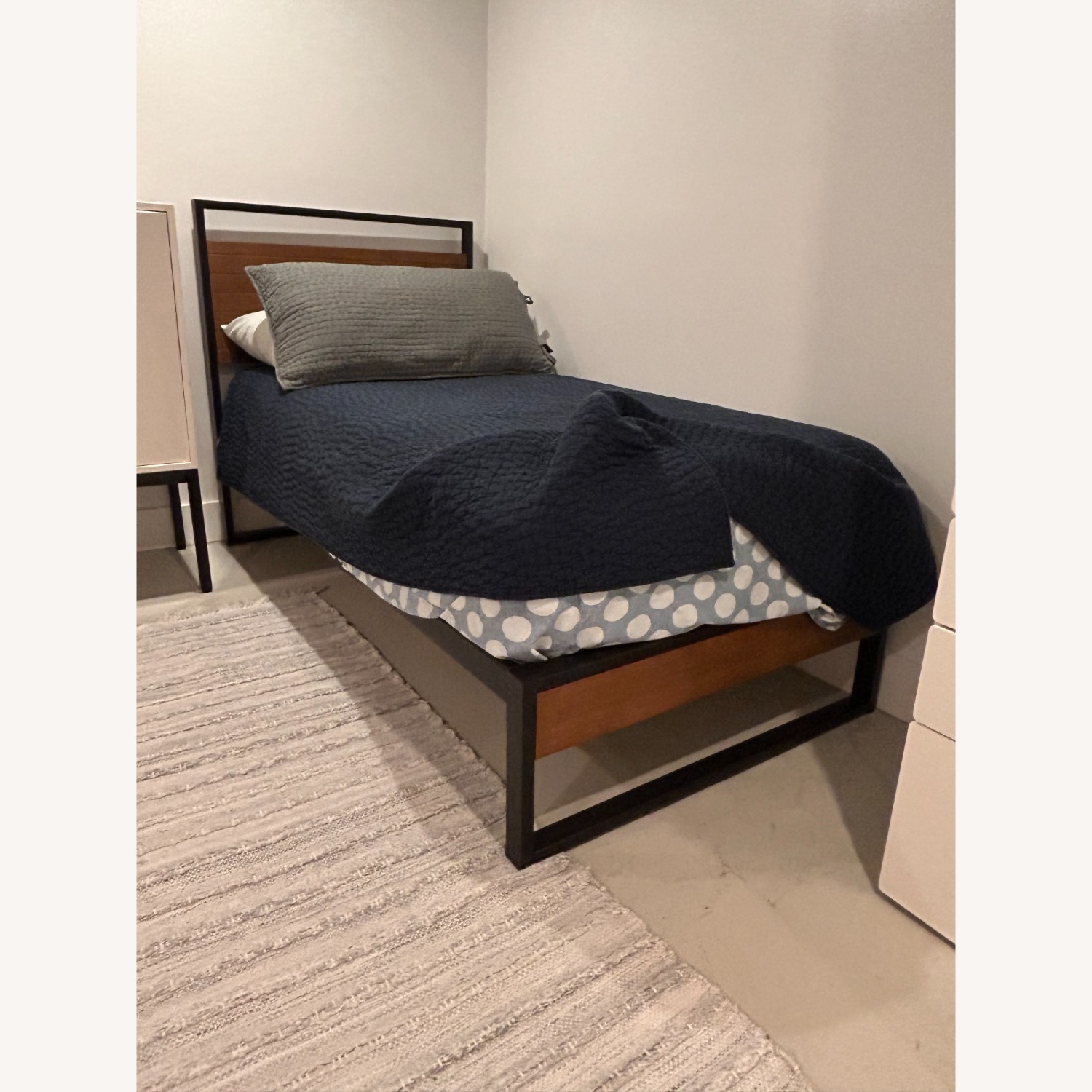 Twin Metal Platform Bed with Wood Details - image-1