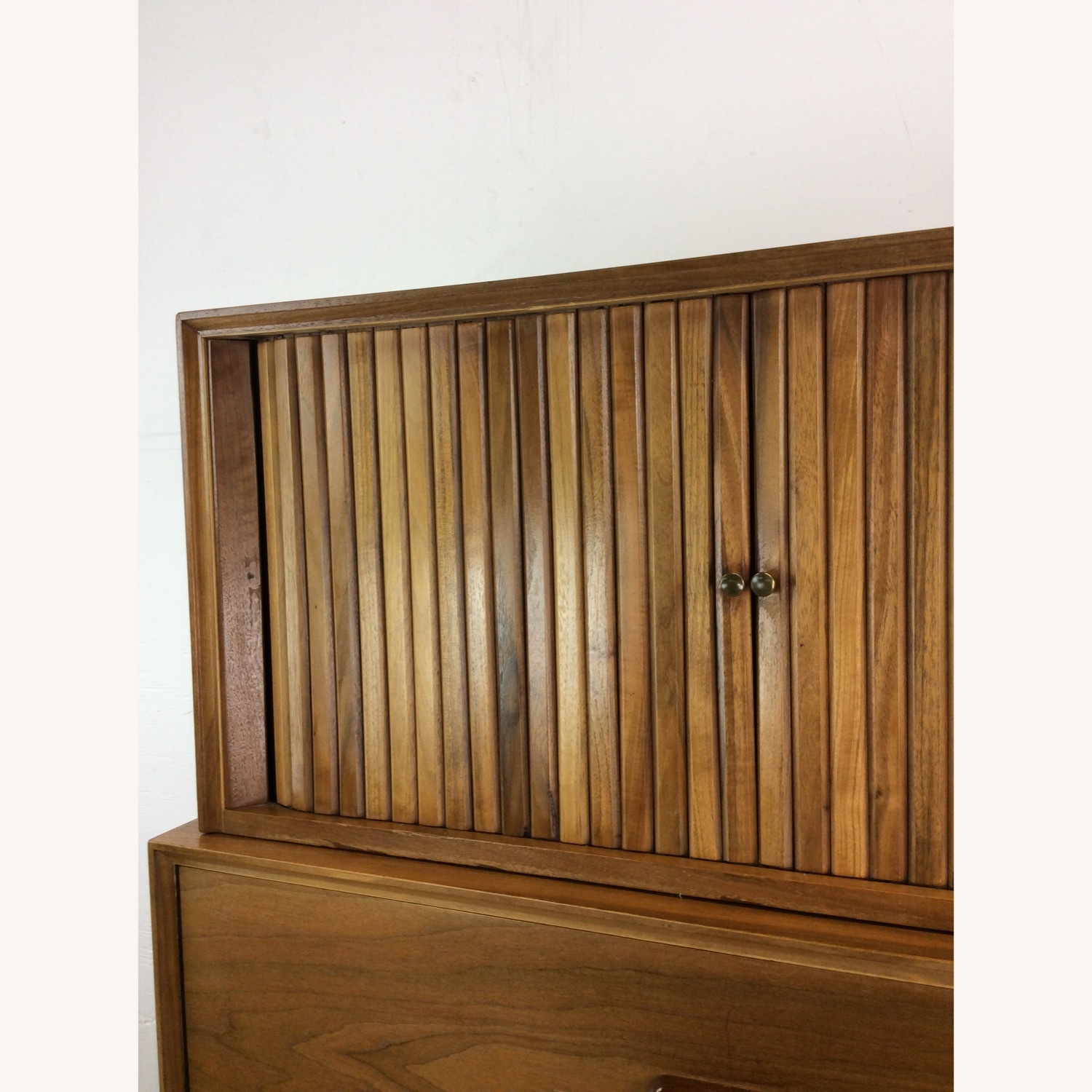 Mid Century 2pc Highboy Dresser with Tambour Door - image-5