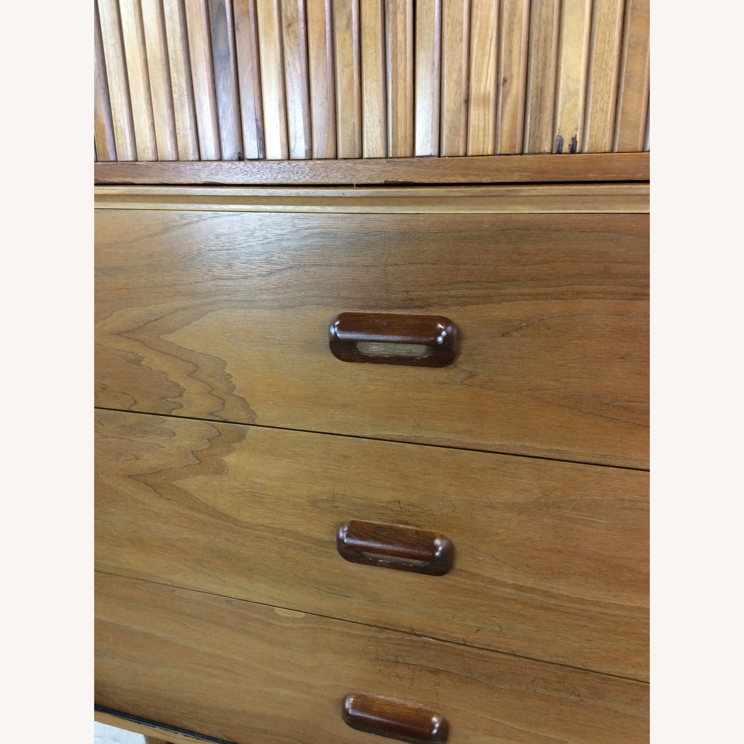 Mid Century 2pc Highboy Dresser with Tambour Door - image-6