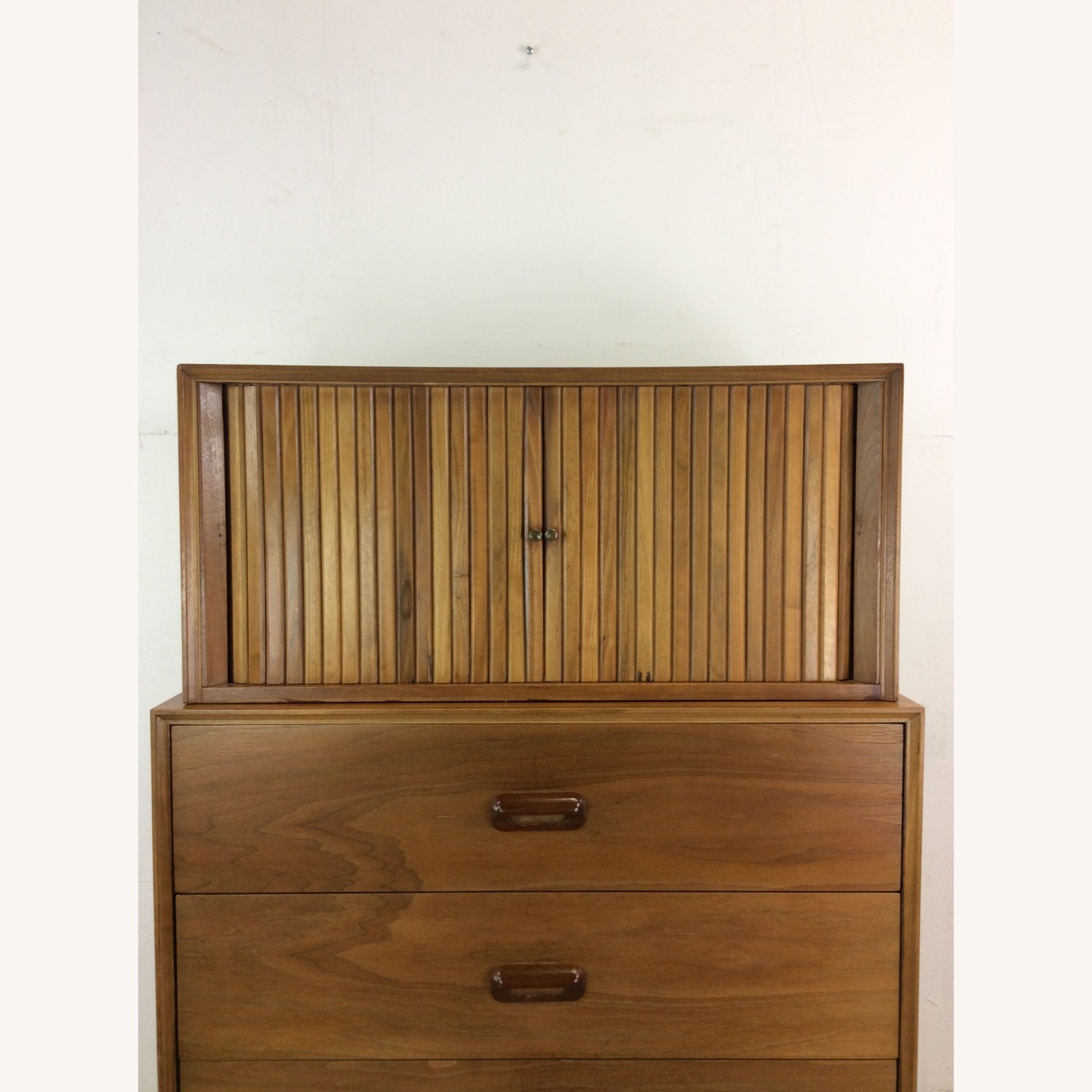 Mid Century 2pc Highboy Dresser with Tambour Door - image-3
