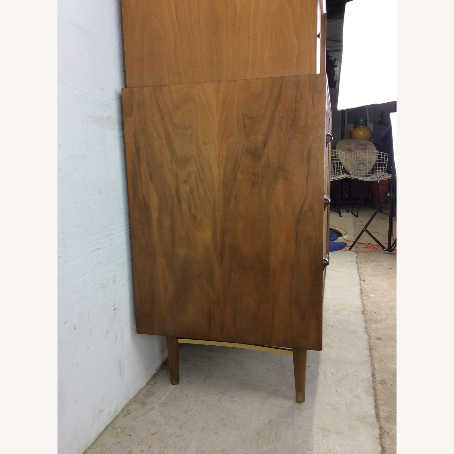 Mid Century 2pc Highboy Dresser with Tambour Door - image-17