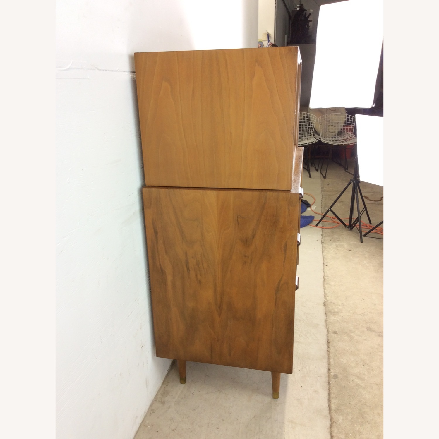 Mid Century 2pc Highboy Dresser with Tambour Door - image-15