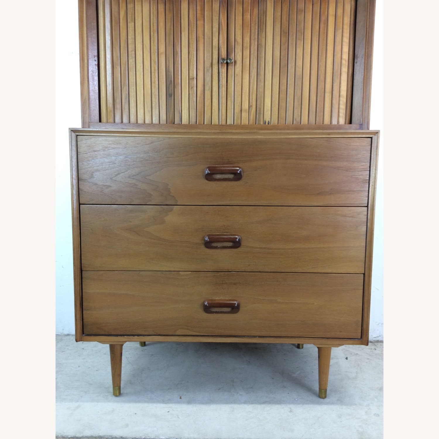 Mid Century 2pc Highboy Dresser with Tambour Door - image-4