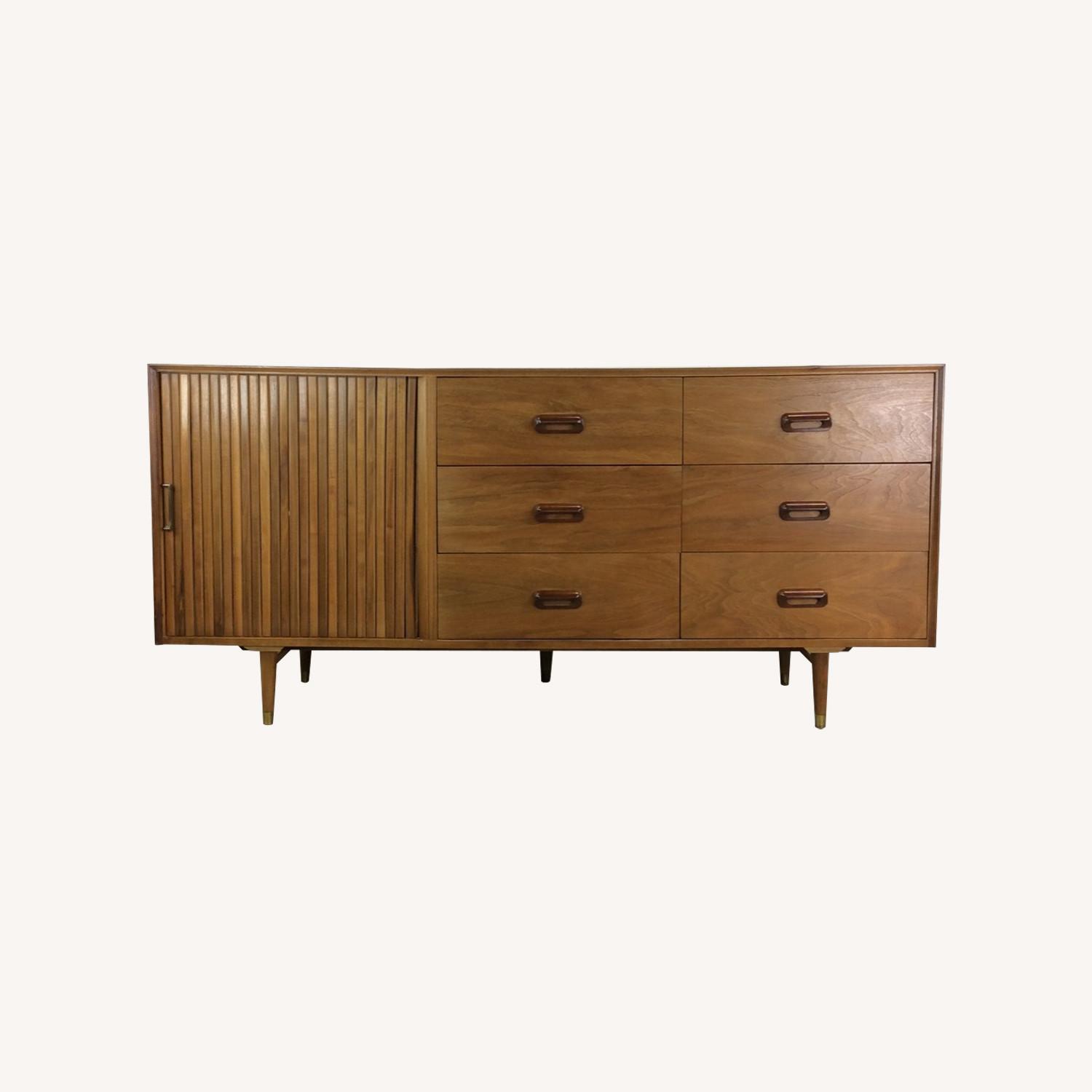 MidCentury Modern Lowboy Dresser with Tambour Door - image-0