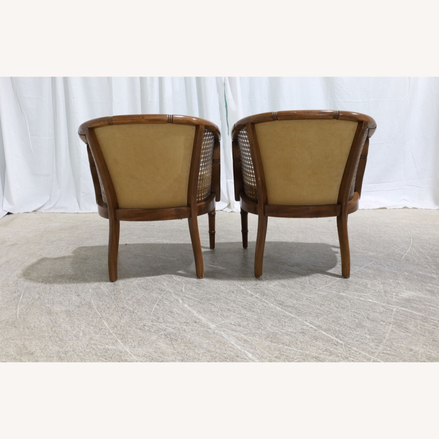 Vintage Barrel Back Faux Bamboo & Cane Chairs - image-2