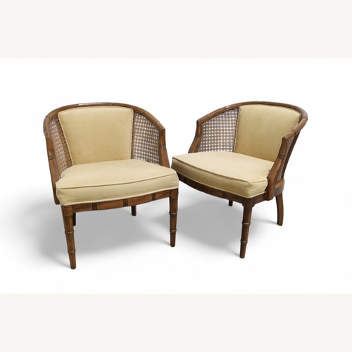 Used Vintage Barrel Back Faux Bamboo & Cane Chairs  for sale on AptDeco