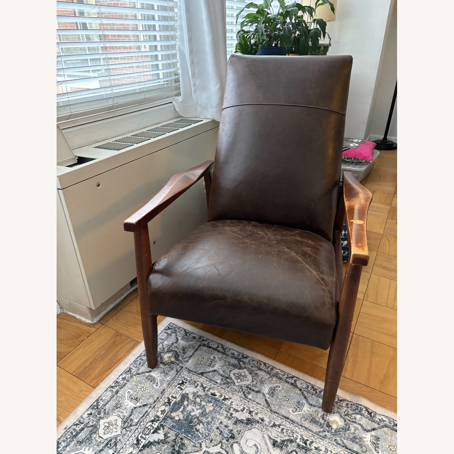 Arhaus Leather Midcentury Modern Recliner  - image-1