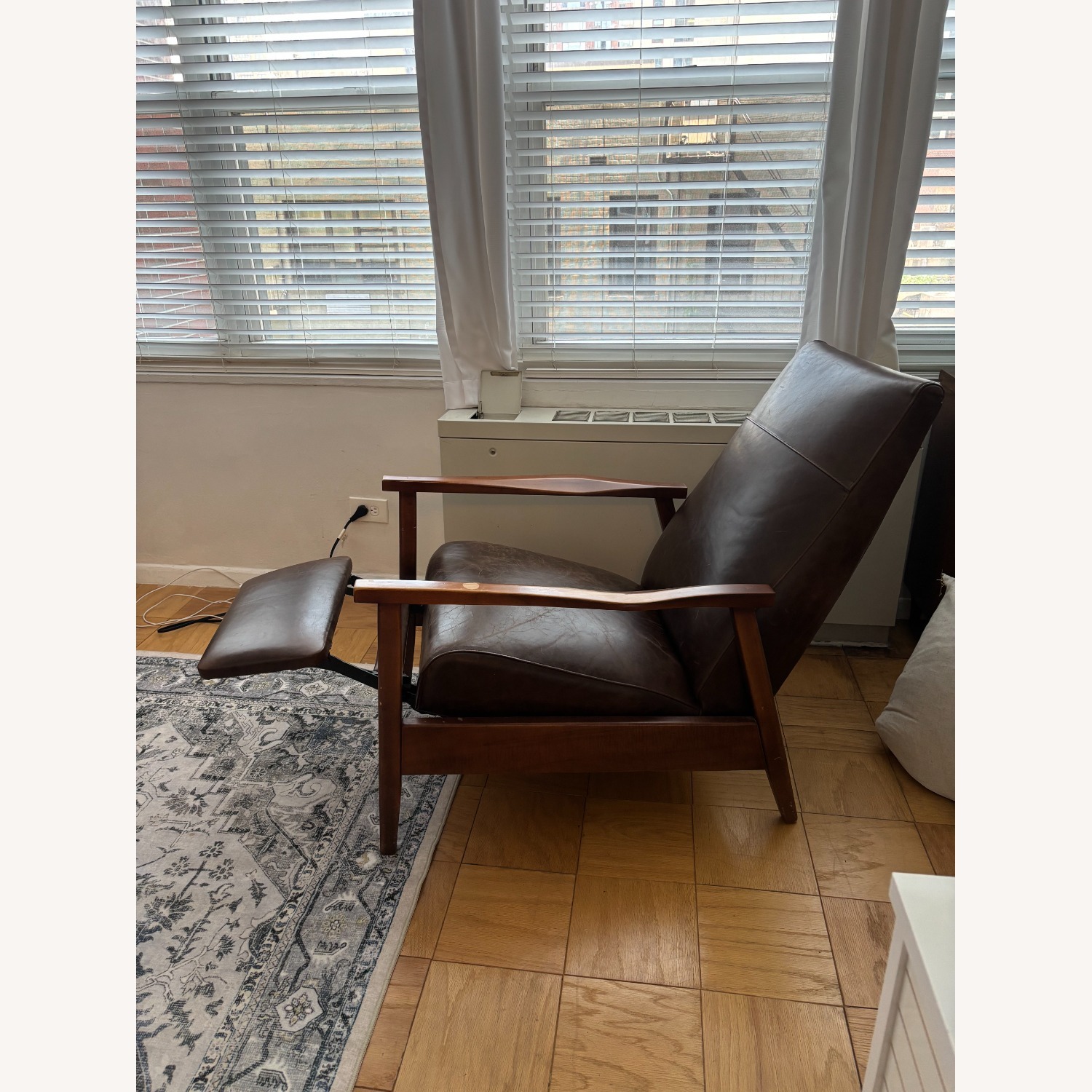 Arhaus Leather Midcentury Modern Recliner  - image-2
