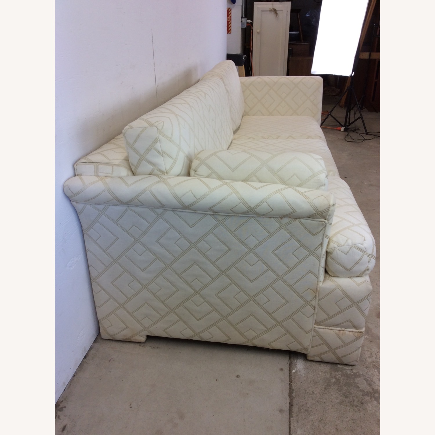 Post Modern 3 Seater Sofa with Vintage Upholstery - image-9