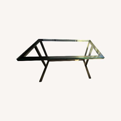 Used Crate & Barrel Pilsen Brass Desk with Glass for sale on AptDeco