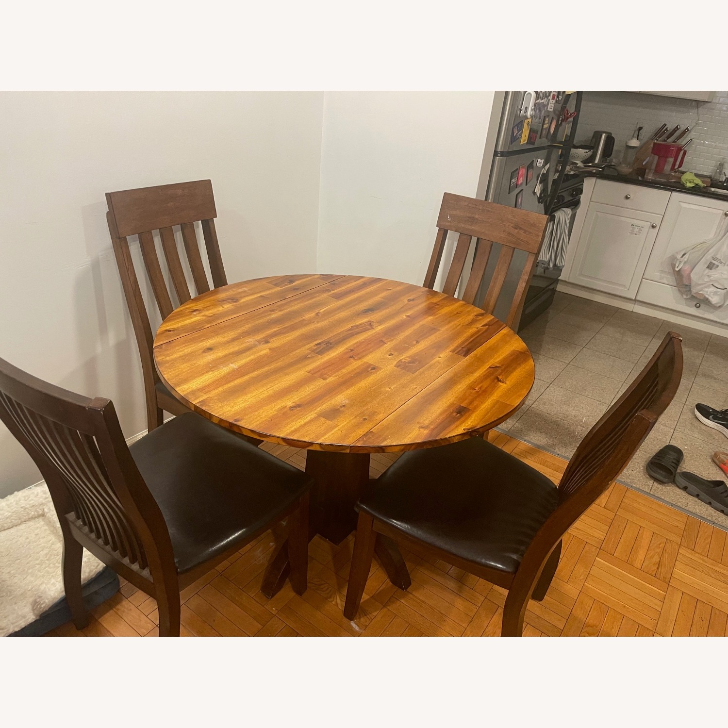 Round Drop Leaf Table with 4 Chairs - image-6