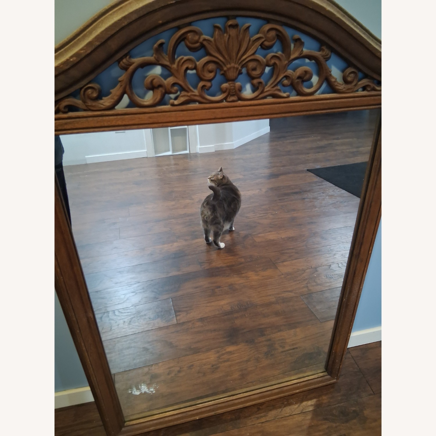 Antique Carved Wooden Mirror - image-3