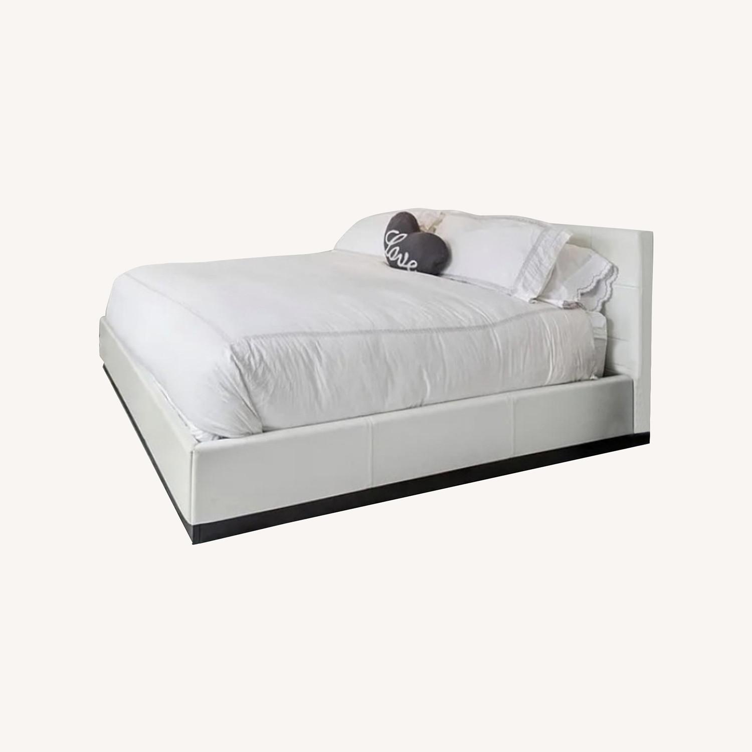 White Faux Leather King Bed - image-0