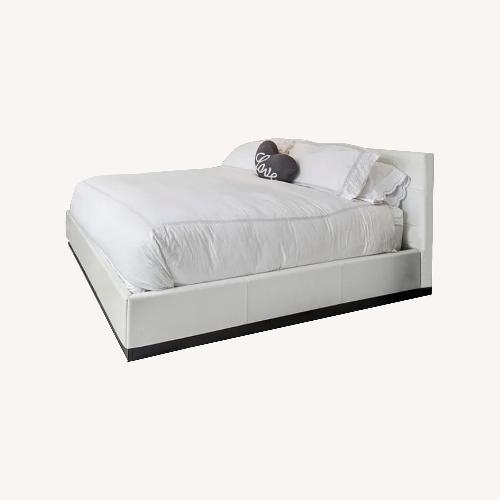 Used White Faux Leather King Bed for sale on AptDeco