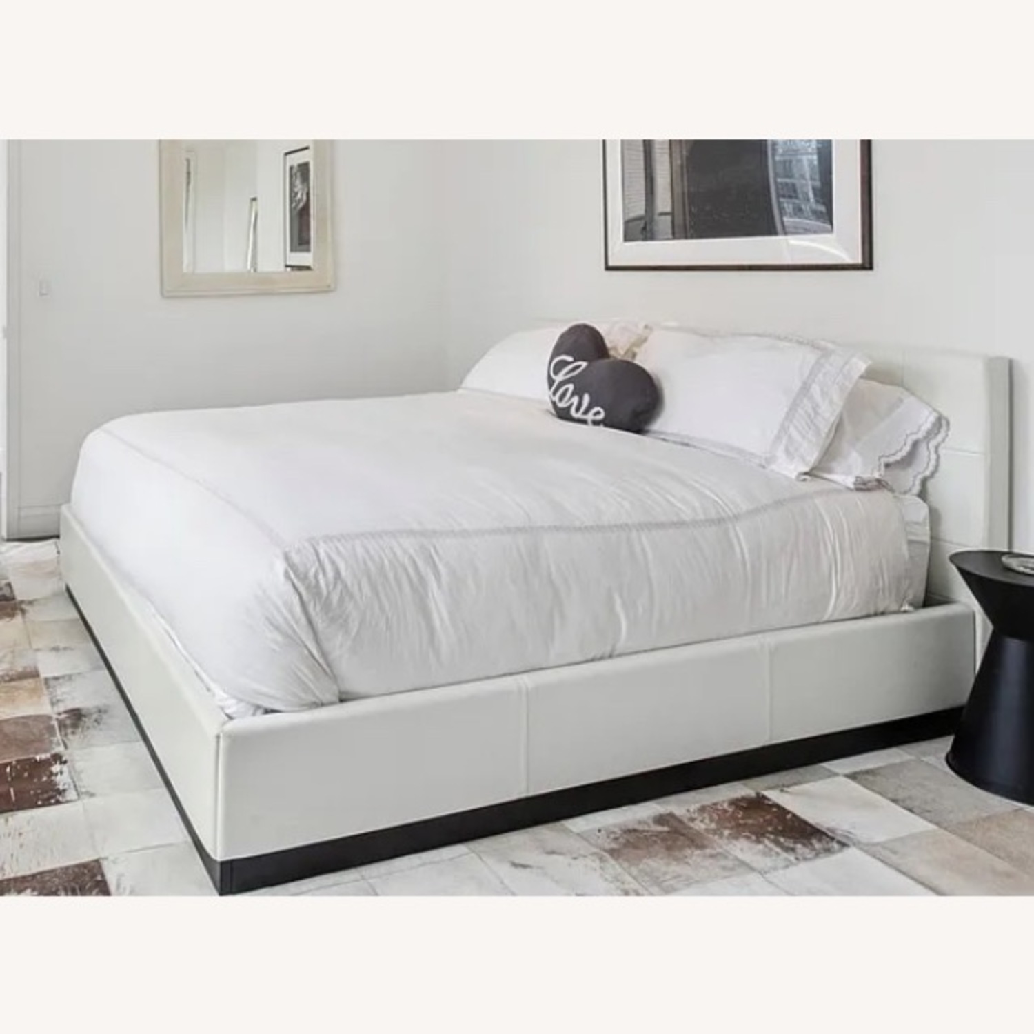 White Faux Leather King Bed - image-3