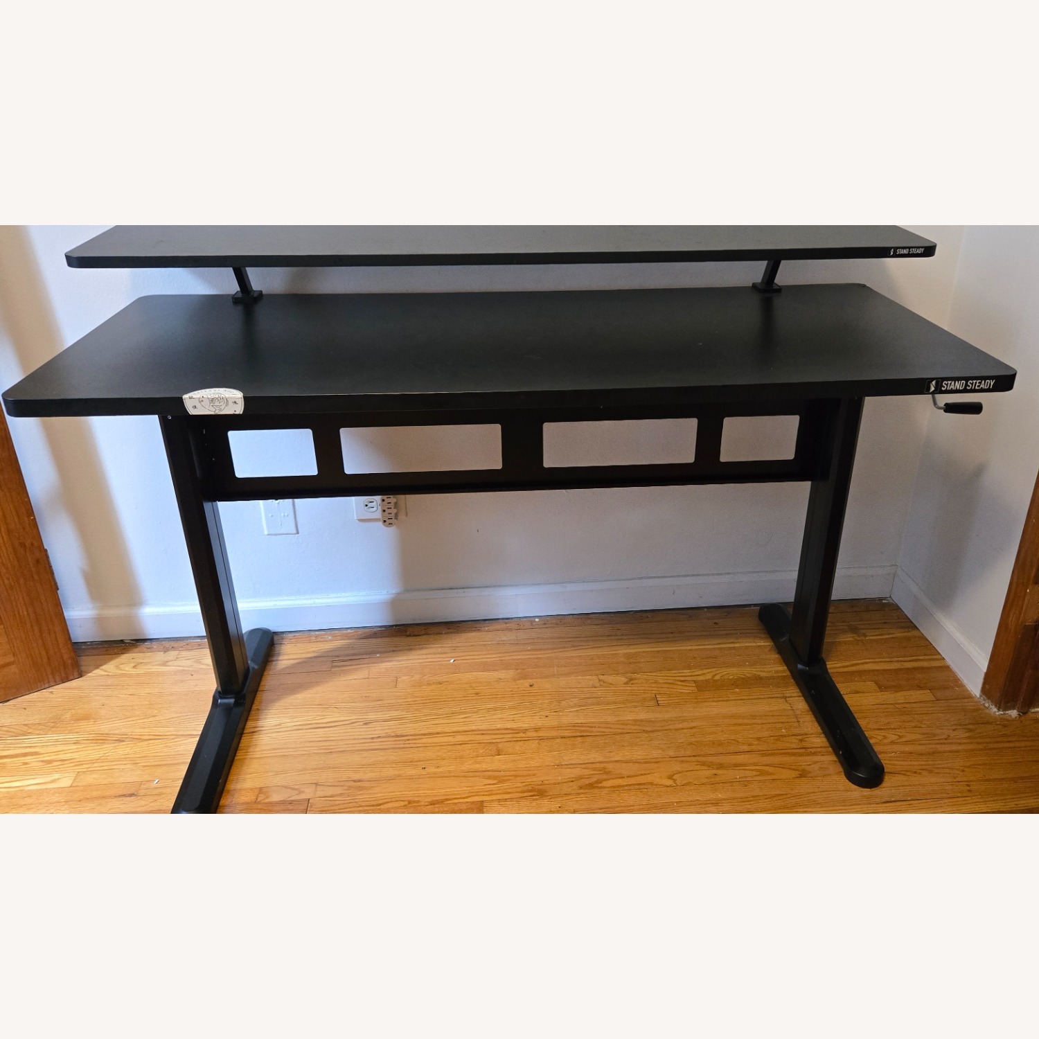 2-Tier Manual Crank Standing Desk - image-1