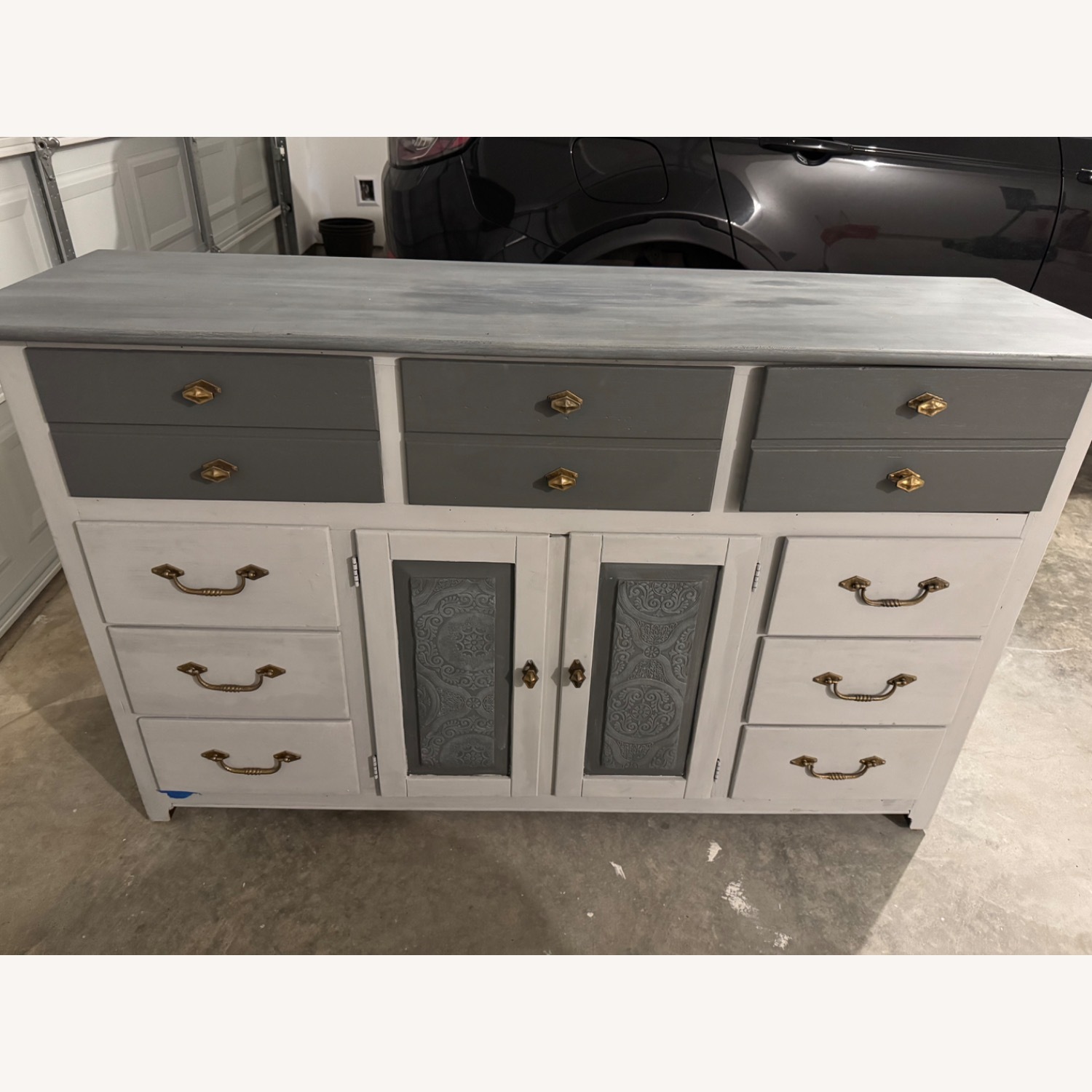 Gray and White Heavy Solid Wood Dresser - image-1