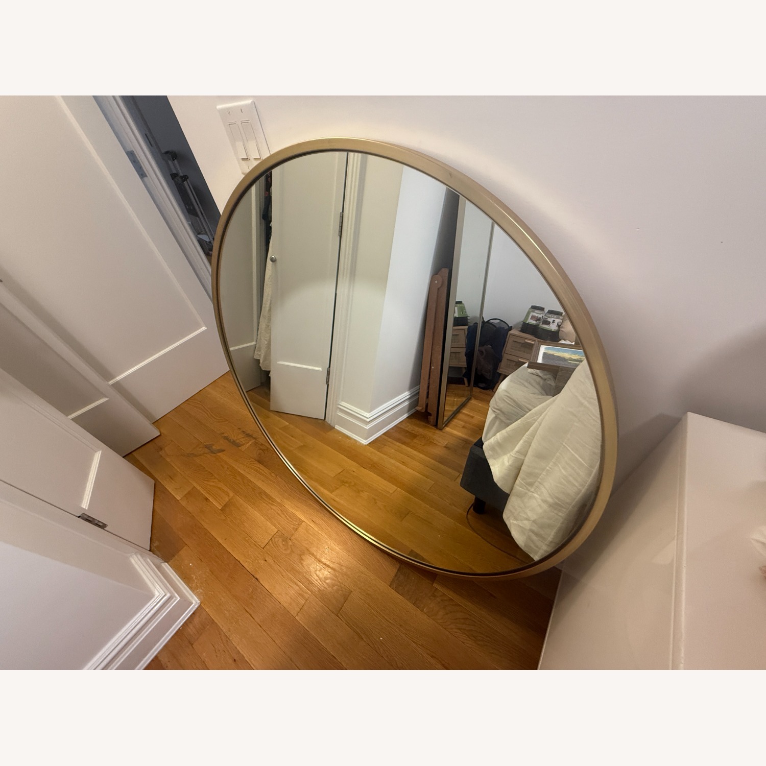 West Elm 48" Metal Frame Round Wall Mirror - image-1