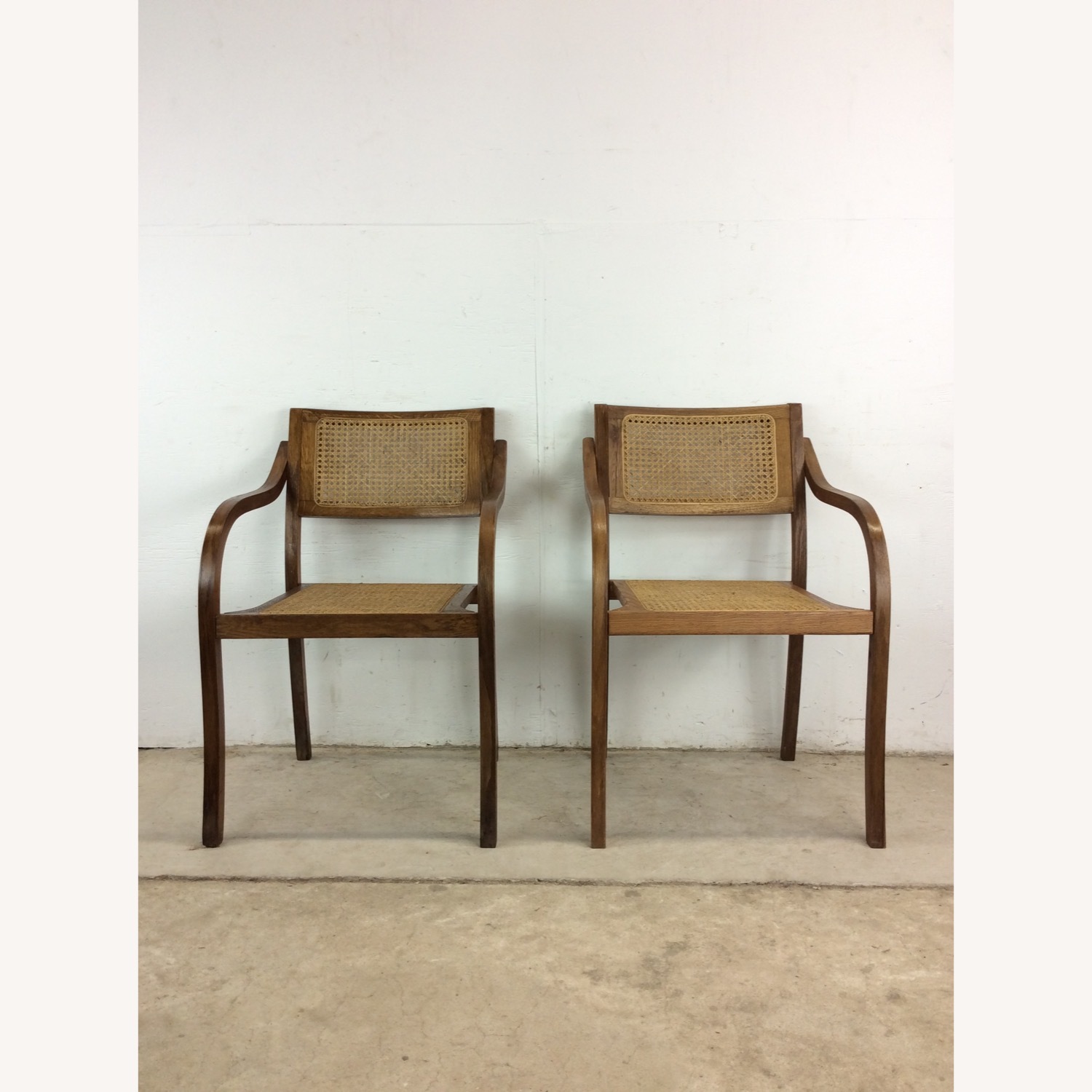 Pair Mid Century Bentwood Chairs with Caned Seat - image-1