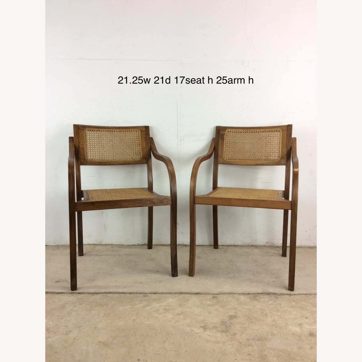 Pair Mid Century Bentwood Chairs with Caned Seat - image-23