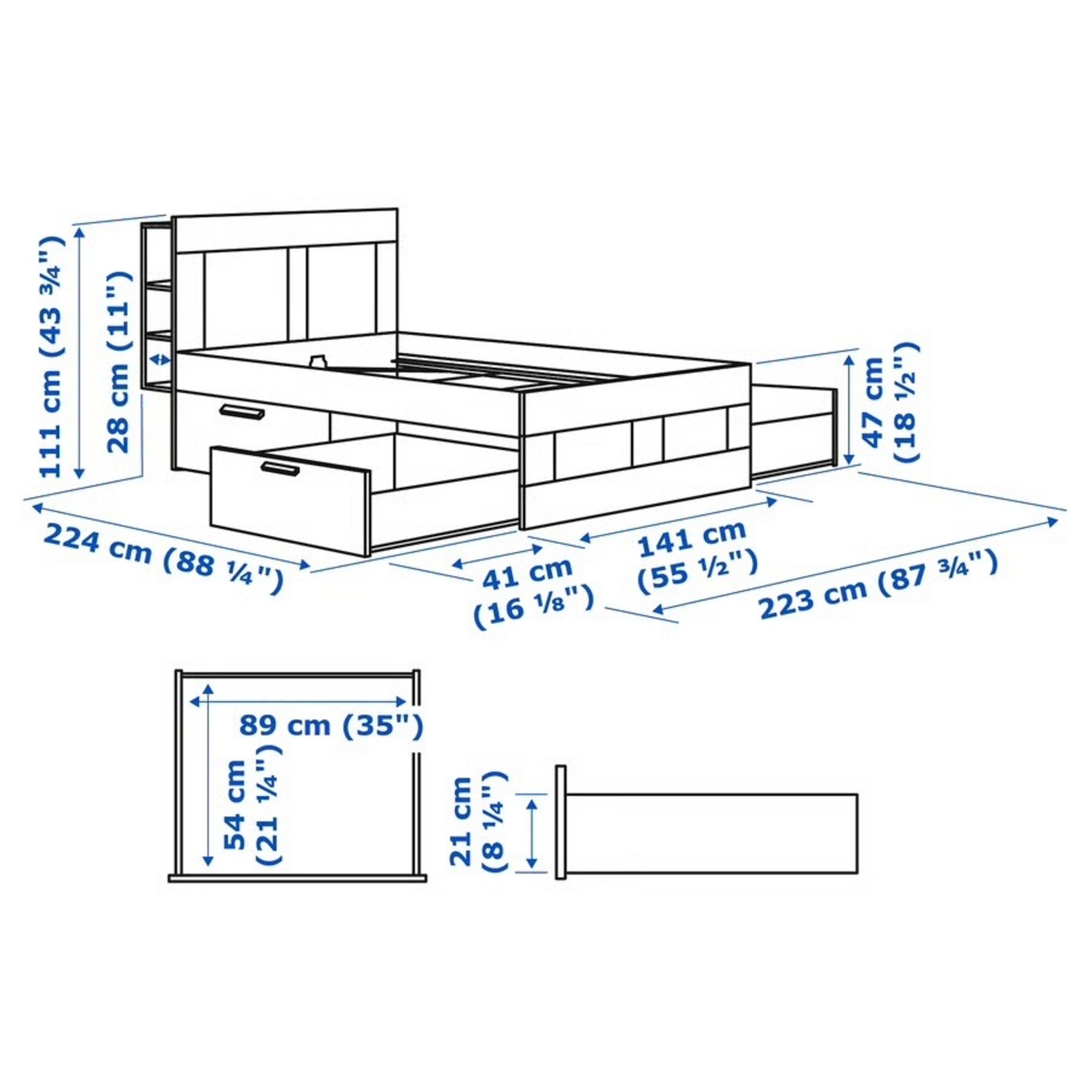 IKEA BRIMNES Full Storage Bed - image-3