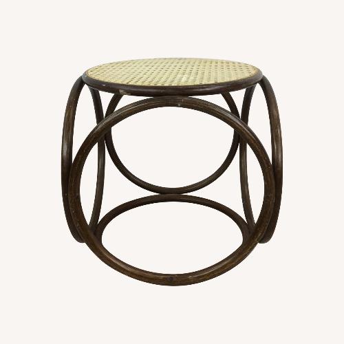 Used Mid Century Rattan Ottoman with Caned Top for sale on AptDeco