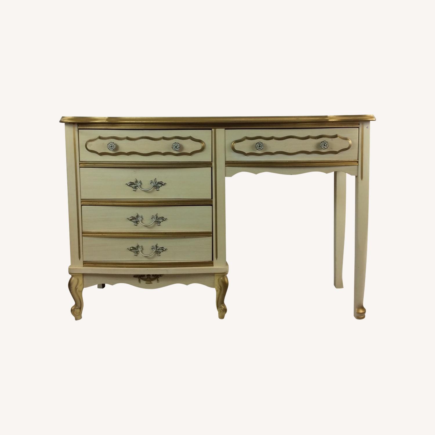 French Provincial Style Desk with 4 Drawers - image-0