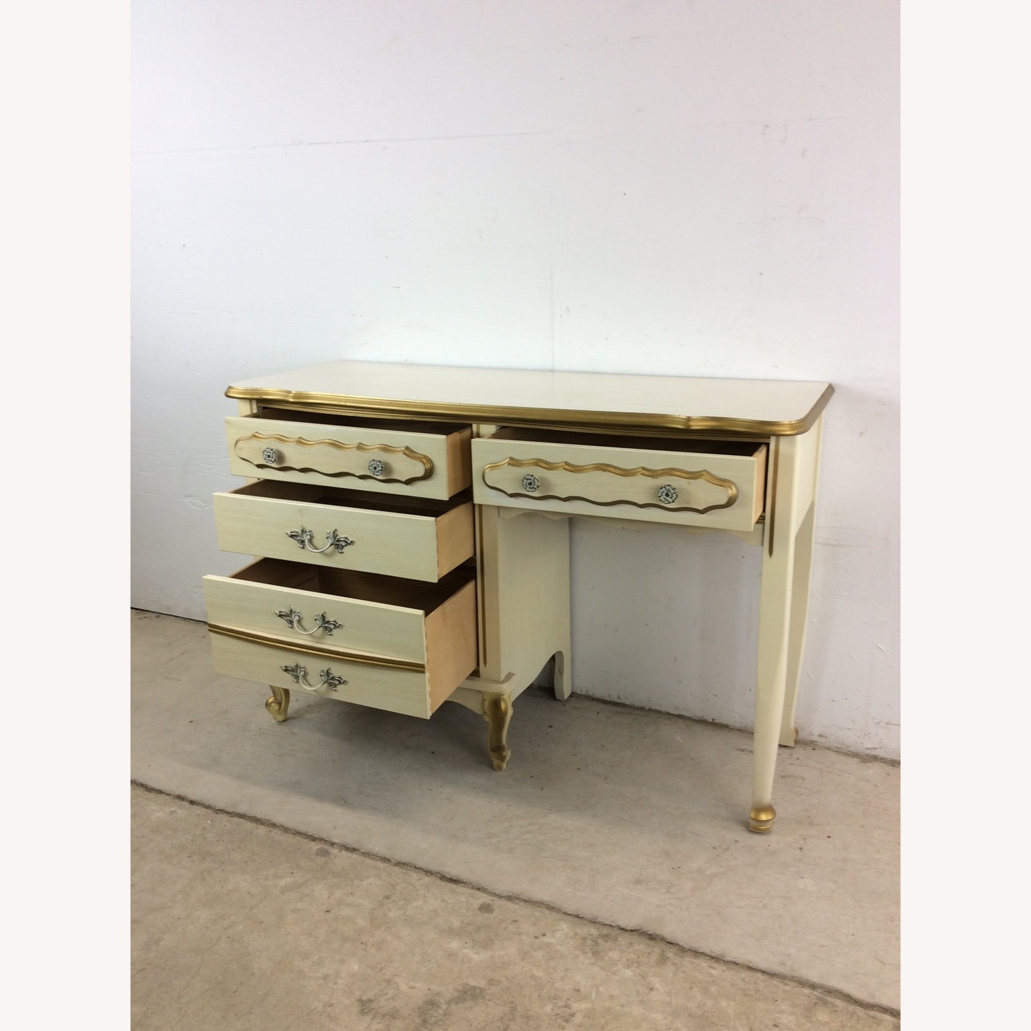 French Provincial Style Desk with 4 Drawers - image-19