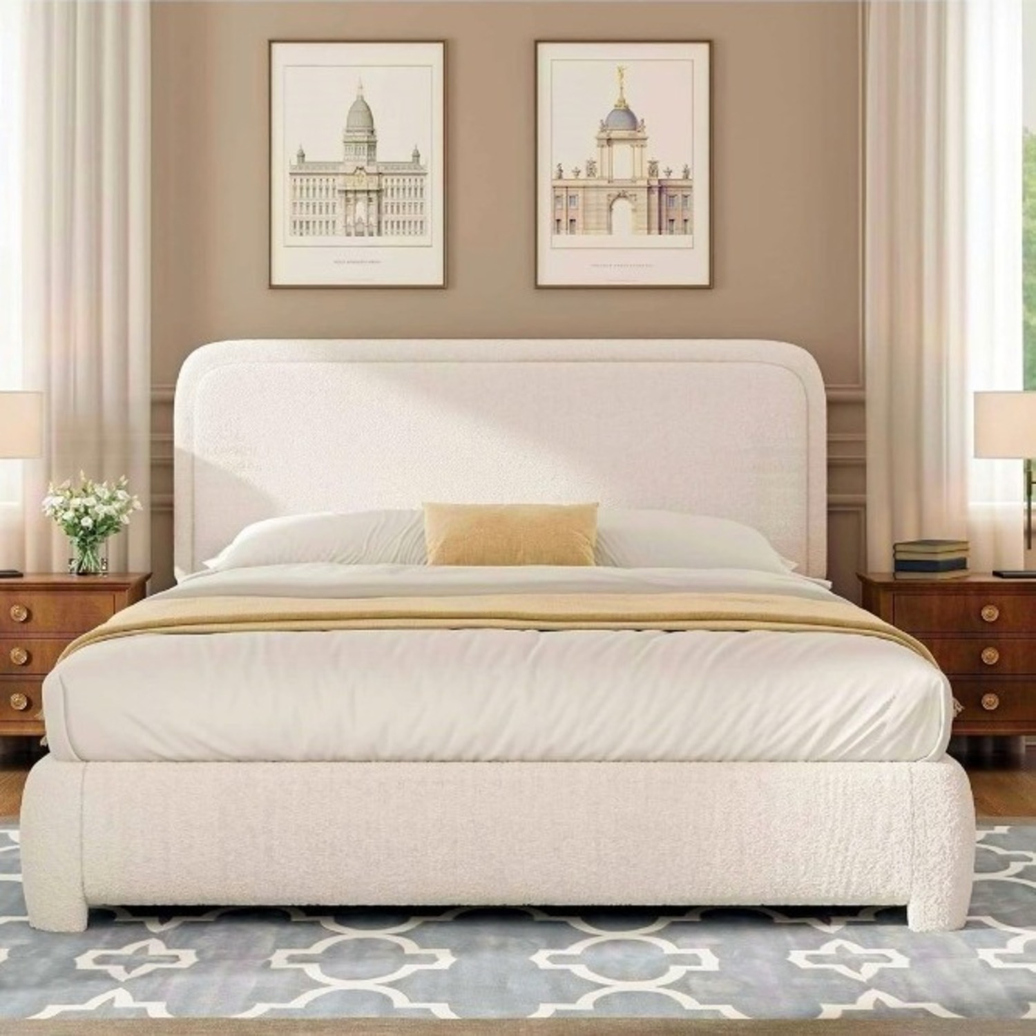 Queen Size Bed Frame with Headboard - image-1