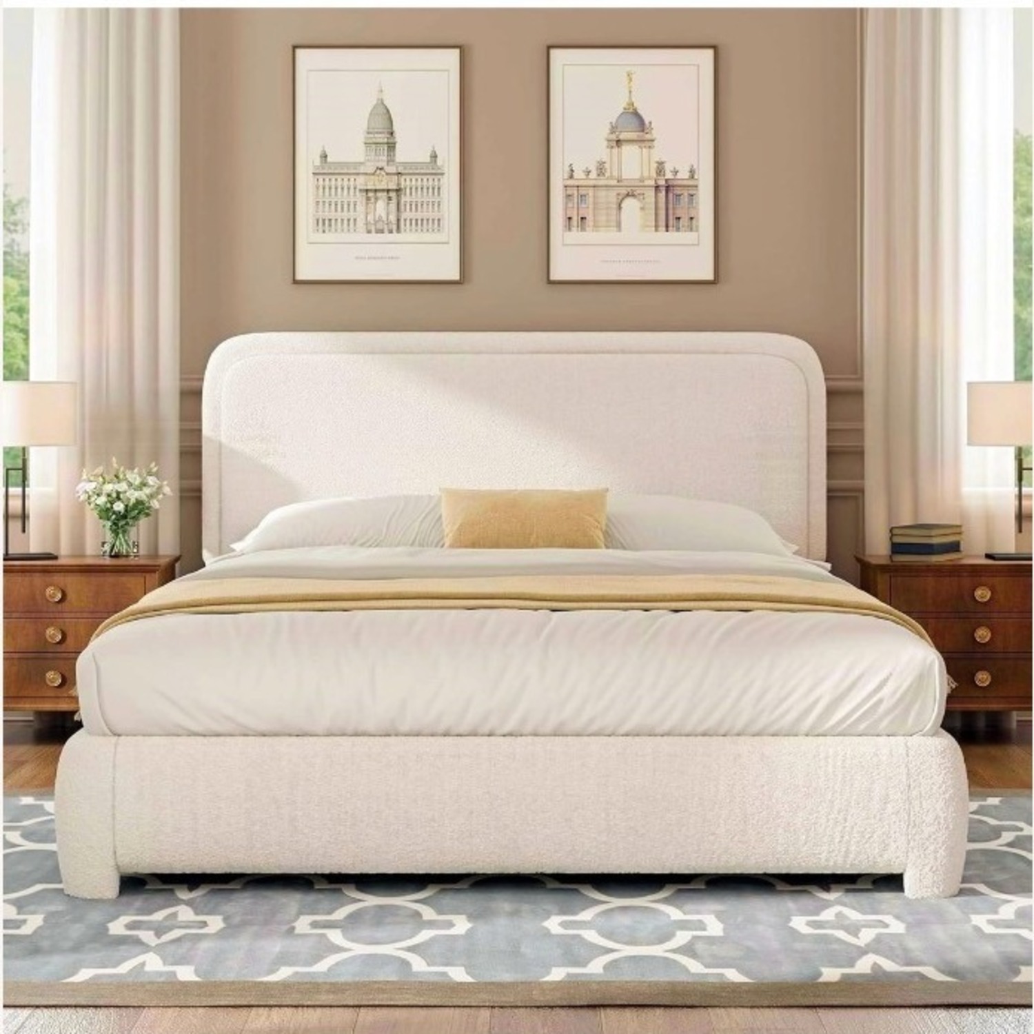 Queen Size Bed Frame with Headboard - image-5