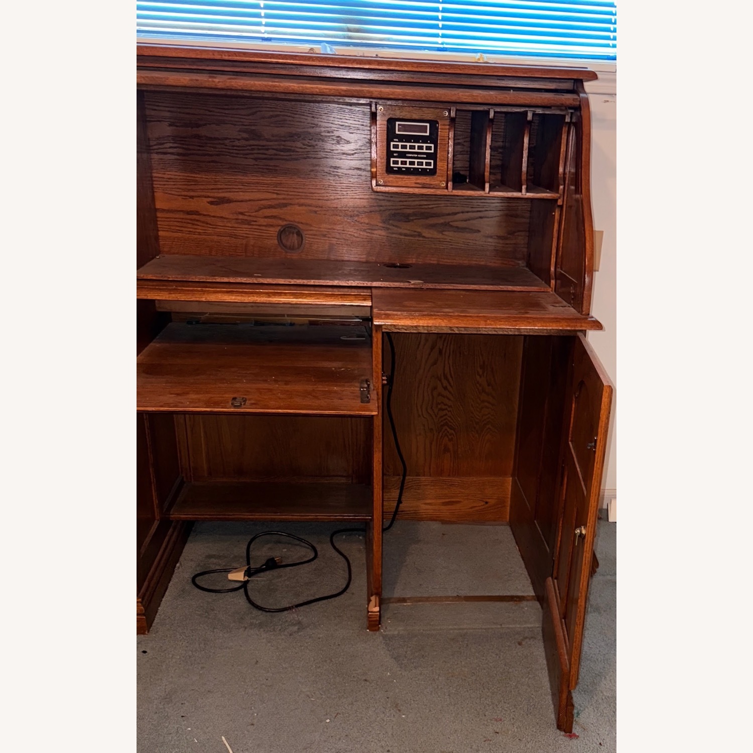 Wooden Roll Top Computer Desk - image-2