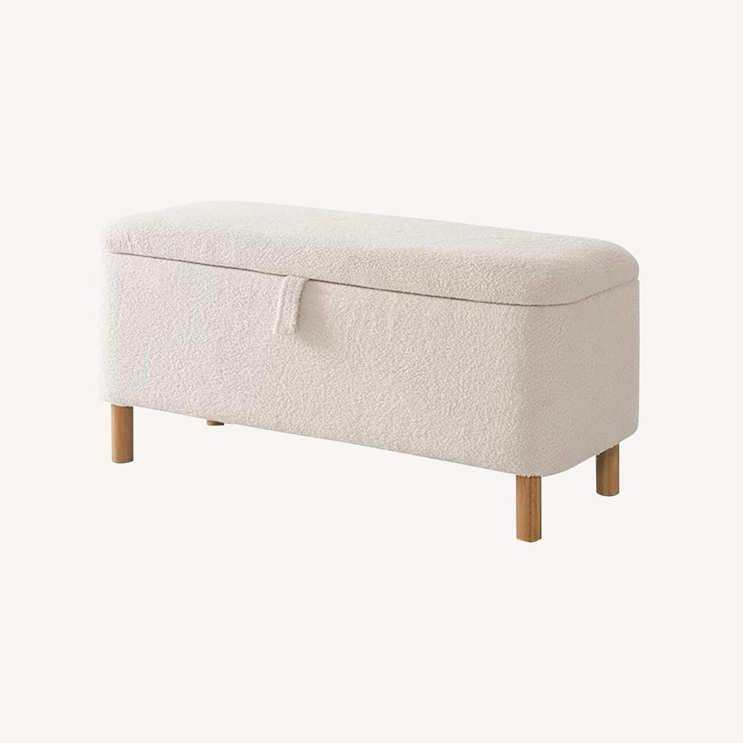 Boucle Storage Ottoman Bench - image-0