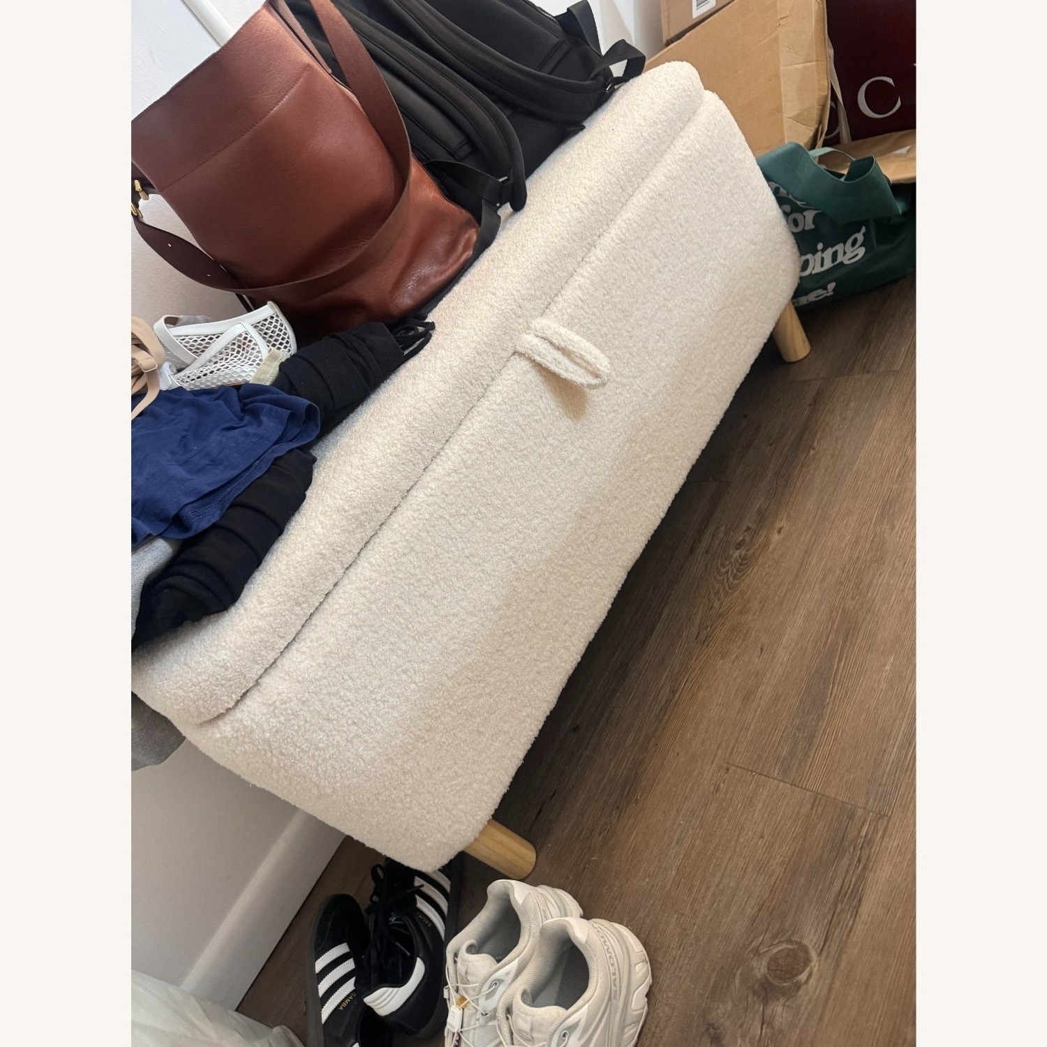 Boucle Storage Ottoman Bench - image-4
