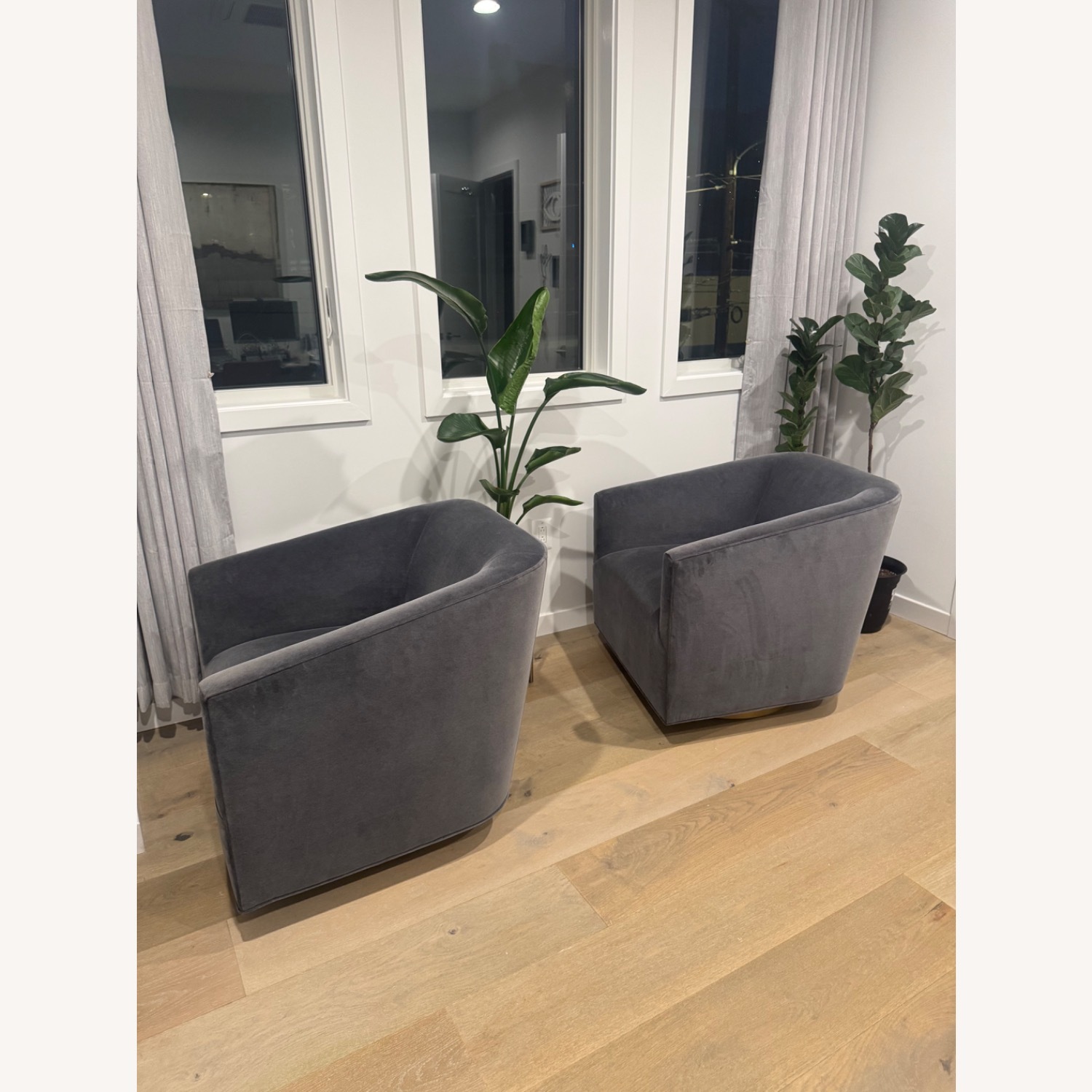 Restoration Hardware Swivel Chairs w Metal Base - image-3