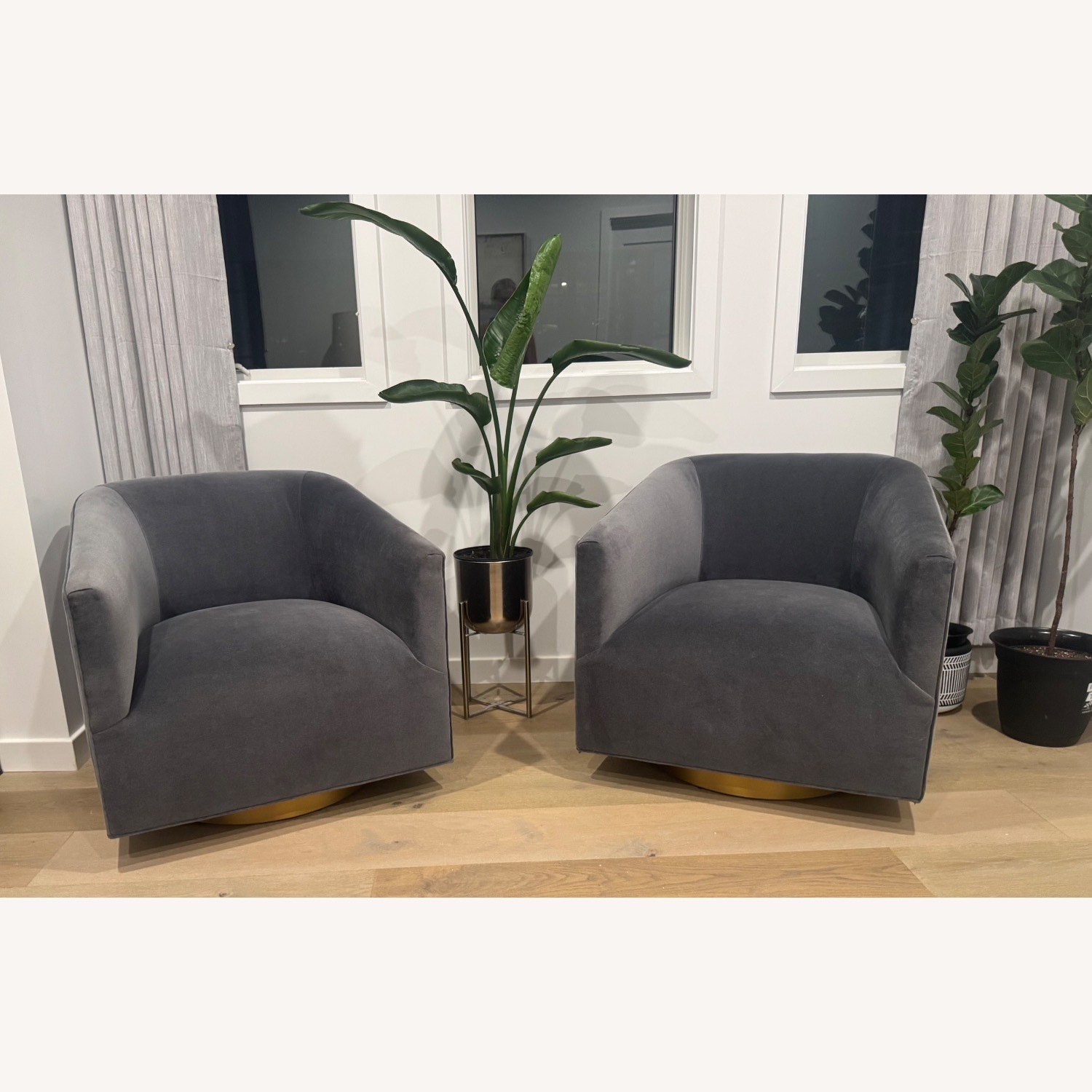 Restoration Hardware Swivel Chairs w Metal Base - image-1