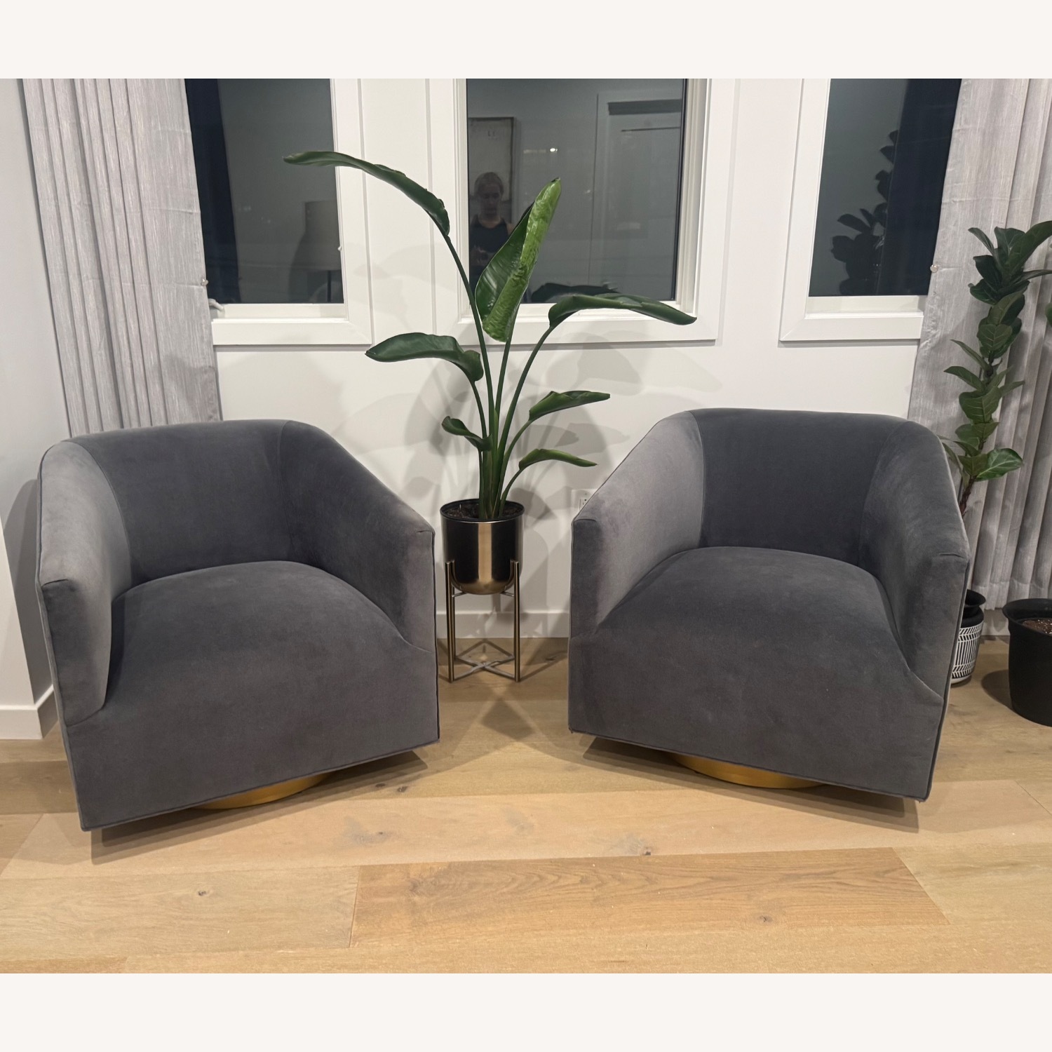 Restoration Hardware Swivel Chairs w Metal Base - image-12