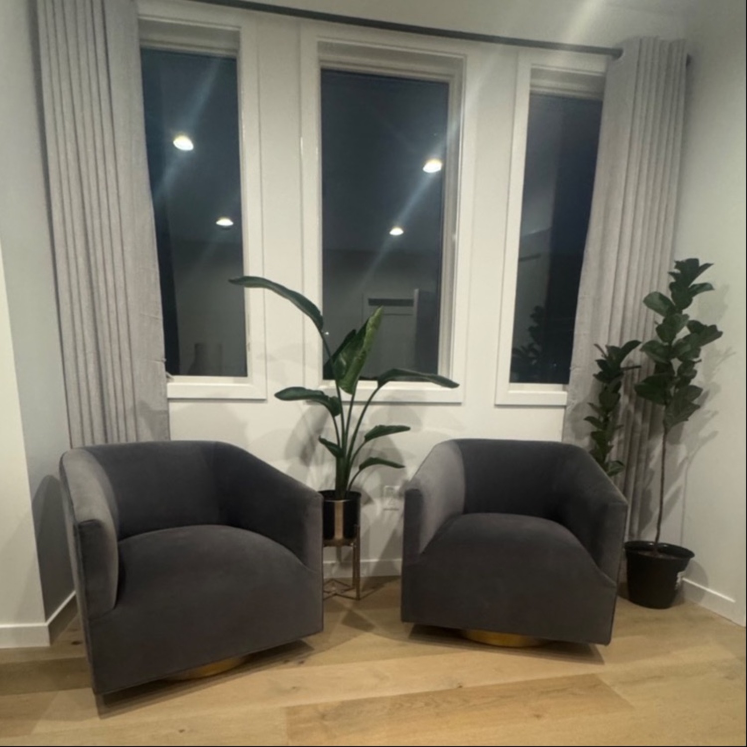 Restoration Hardware Swivel Chairs w Metal Base - image-2