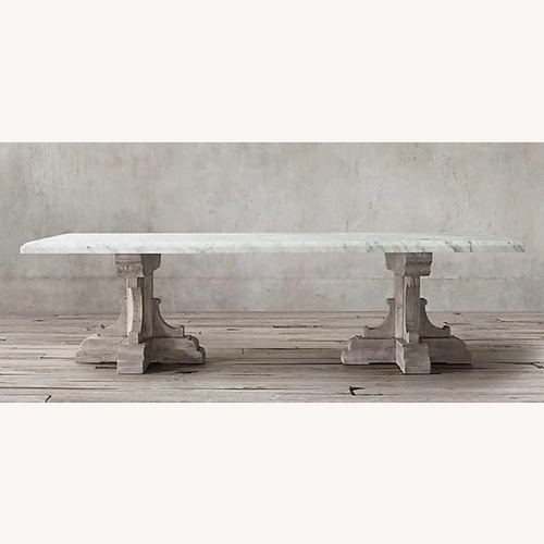 Used RH 108” Marble & Oak Dining Table for sale on AptDeco