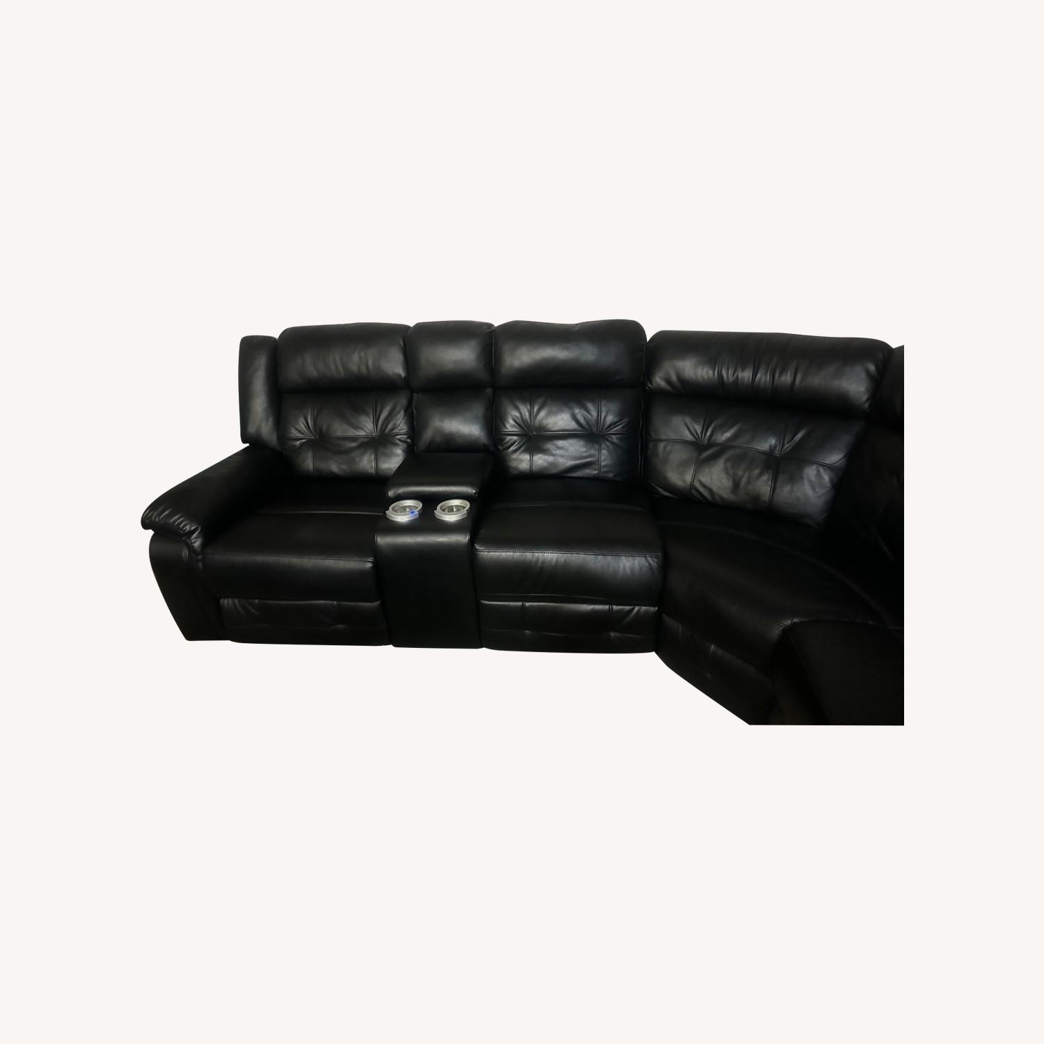 Black Leather Couch - image-0