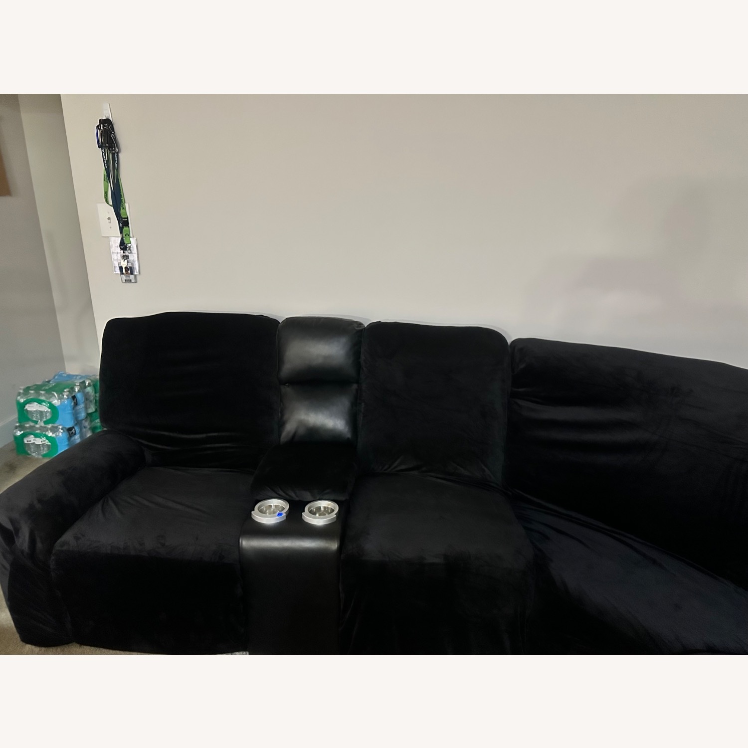 Black Leather Couch - image-5