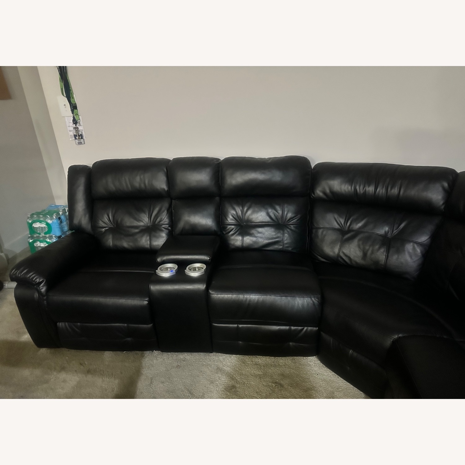 Black Leather Couch - image-1